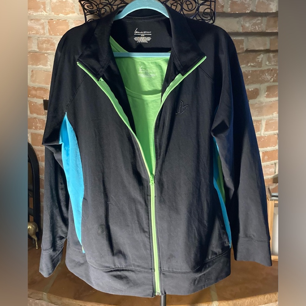 Lane Bryant Athletic Jacket and Vibrant Neon Green Cotton Blend Tank Top